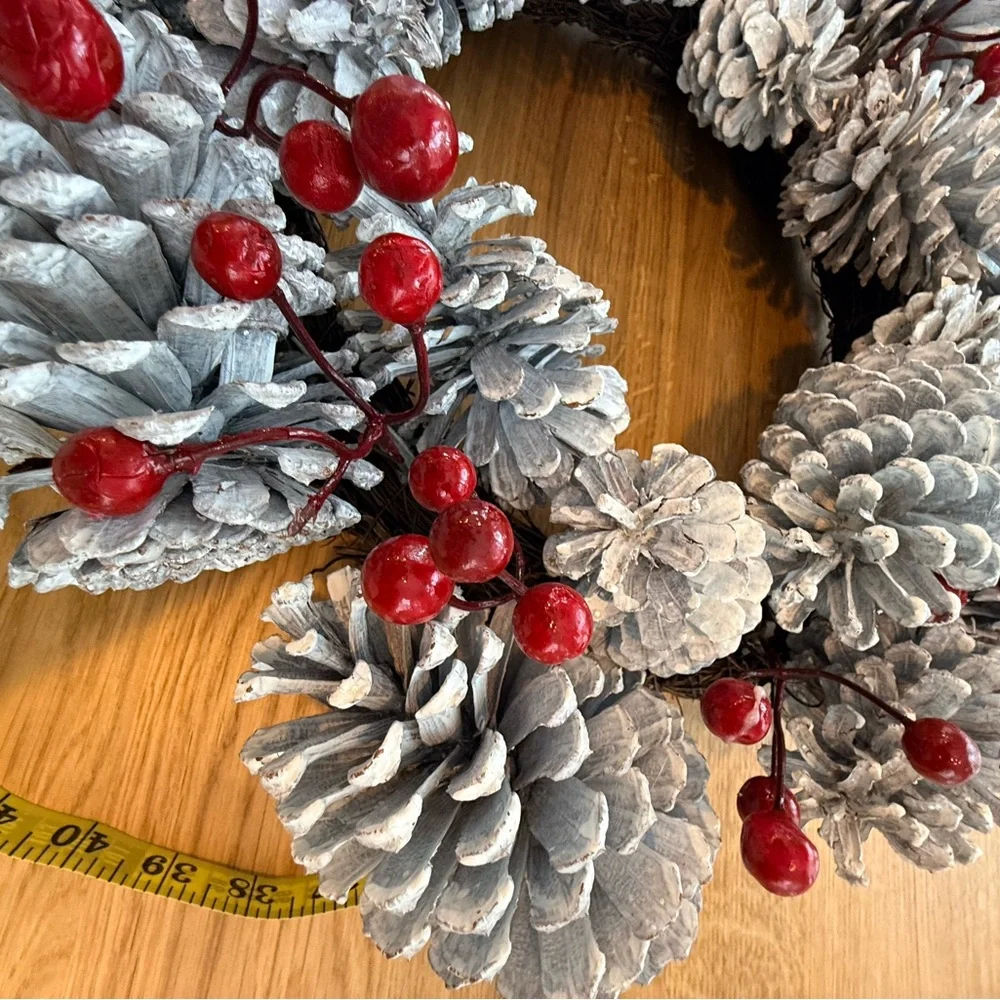 Target Gray and Red Pinecone Holiday Wreath